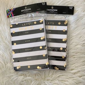 NIB Party 🎈 2 Pack of Invitation Cards in Black/White/Gold